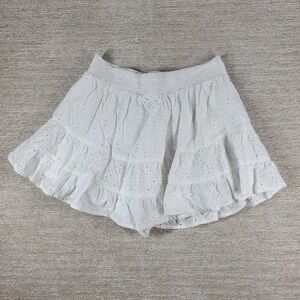 American Eagle Eyelet Skort Size M White Tiered Ruffle Cotton Casual Summer Y2K